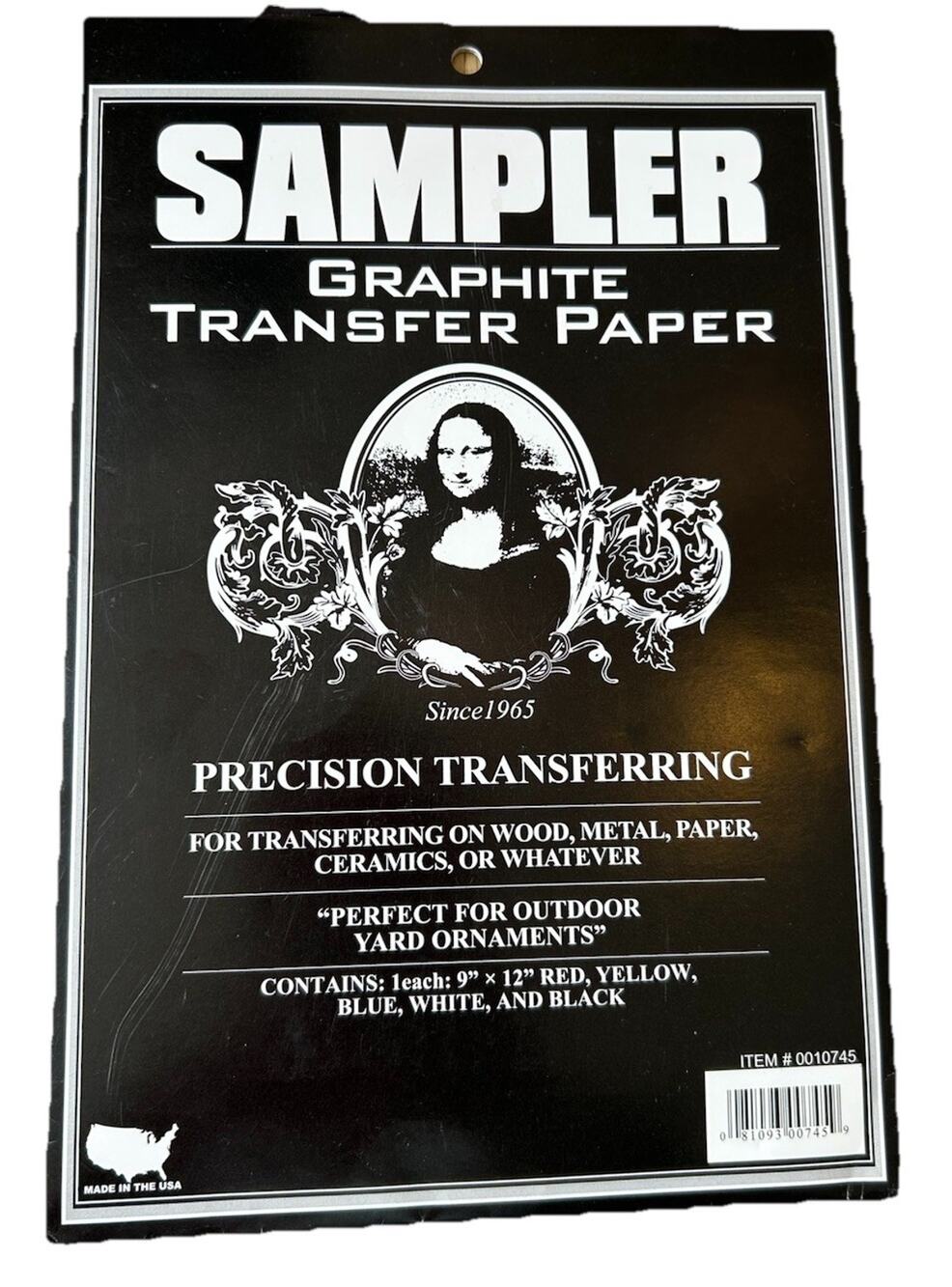 Mona Lisa SAMPLER Graphite Transfer Paper Red Blue Yellow White Black NEW Arts